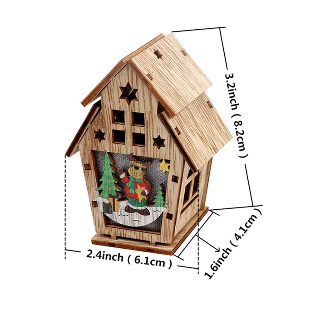 OurWarm Деревянная Рождественская освещенная кабина сборка маленького домика Рождественская елка украшения Новогодние подарки светящийся цветной домик - Цвет: A1