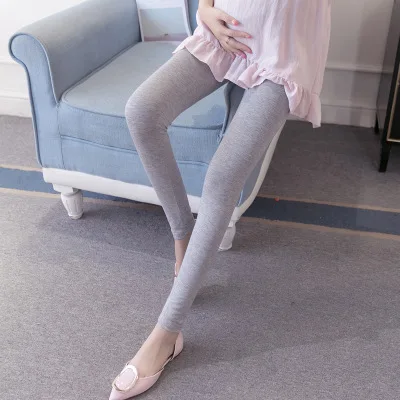 Solid Light Gray Лосины, Леггинсы для беременных с регулируемой талией, Хлопковые Штаны для беременных женщин, одежда для беременных - Цвет: Solid Light Gray