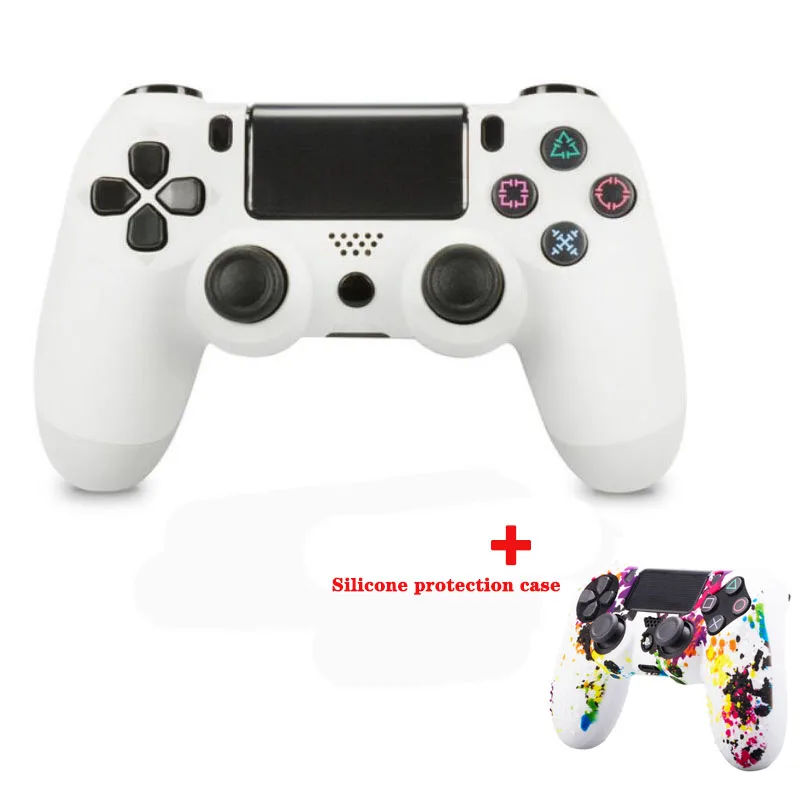 WUIYBN PS4 Геймпад беспроводной контроллер Джойстик для SONY playstation 4 DualShock 4 игровая консоль с силиконовым чехлом - Цвет: white 2