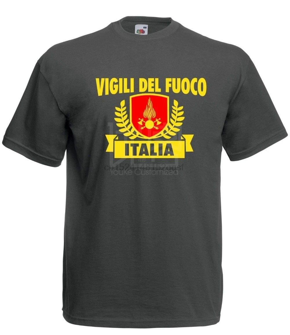 2019 New High Quality Tee Shirt T-Shirt Emblem Firefighters Pride Italy Fireman logo Summer Cotton T-shirt T shirt | Мужская одежда