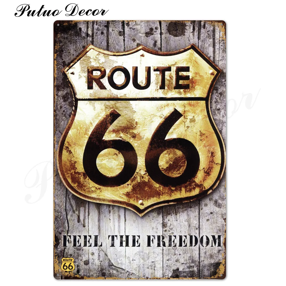 TH0018 Route 66 Оловянная вывеска винтажная металлическая вывеска винтажный Ретро Декор стены гаража для бара паба клуба человек пещера АЗС - Цвет: TH0018