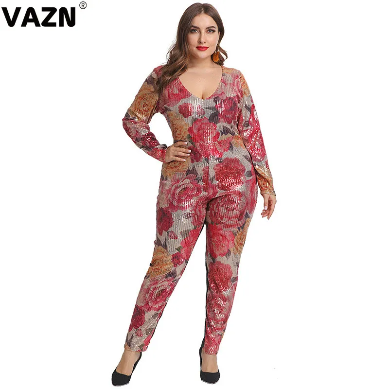 Floral VAZN леопардовые новые модные высокие уличные макси комбинезоны повседневные облегающие с принтом повседневные трикотажные сексуальные длинные штаны Тонкий длинный комбинезон - Цвет: Floral