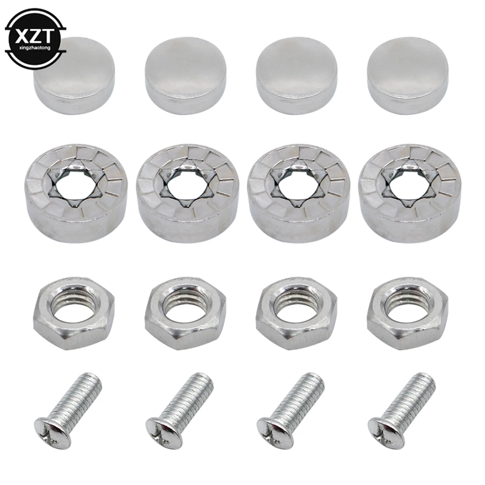 4Pcs/Set Car License Plate Bolts Frame Screws Chrome Anti-theft Screws car screws