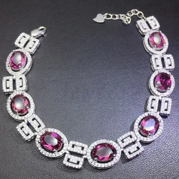 

NATURAL REAL PYROPE LUXURY CHAIN BRACELET PER JEWELRY 1CT*7PCS GEMSTONE 925 STERLING SILVER FINE JEWELRY Q208165