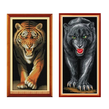 

Animal Tiger Pattern Printed Cross Stitch Kit DIY Manual Needlework Kit 14CT 11CT Chinese Cross Stitch Home Decoration Painting