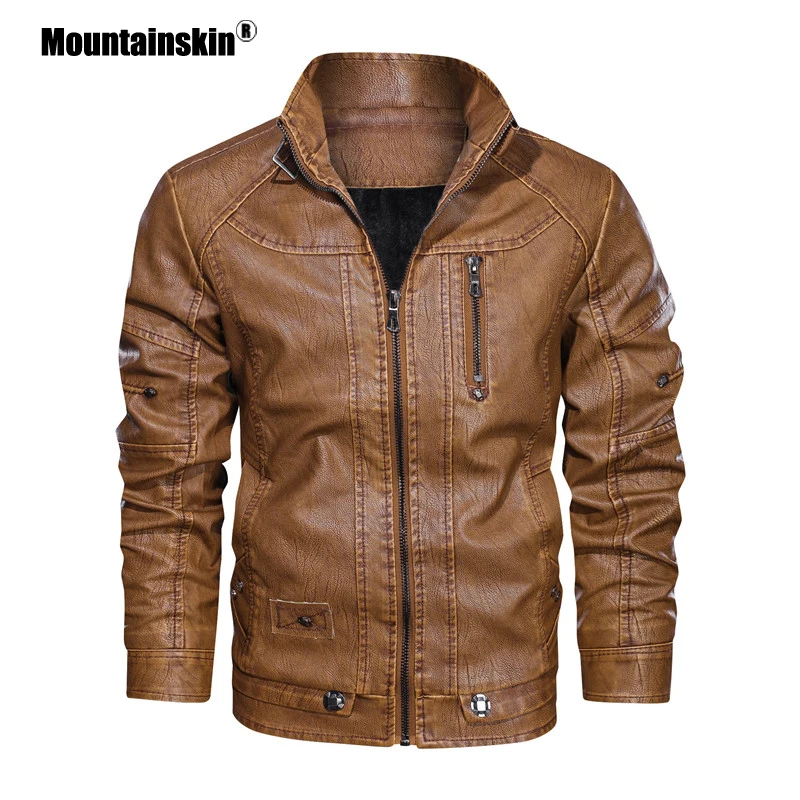 Mountainskin новая мужская куртка из искусственной кожи кожаные пальто мотоциклетные