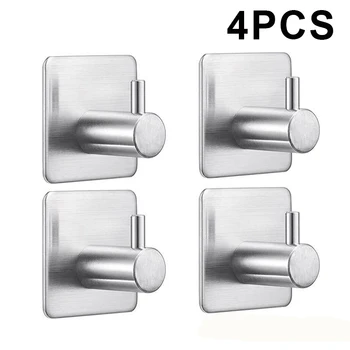 

Strong Adhesive Hook 304 Stainless Steel Door Rear Metal Kitchen No-mark Hook