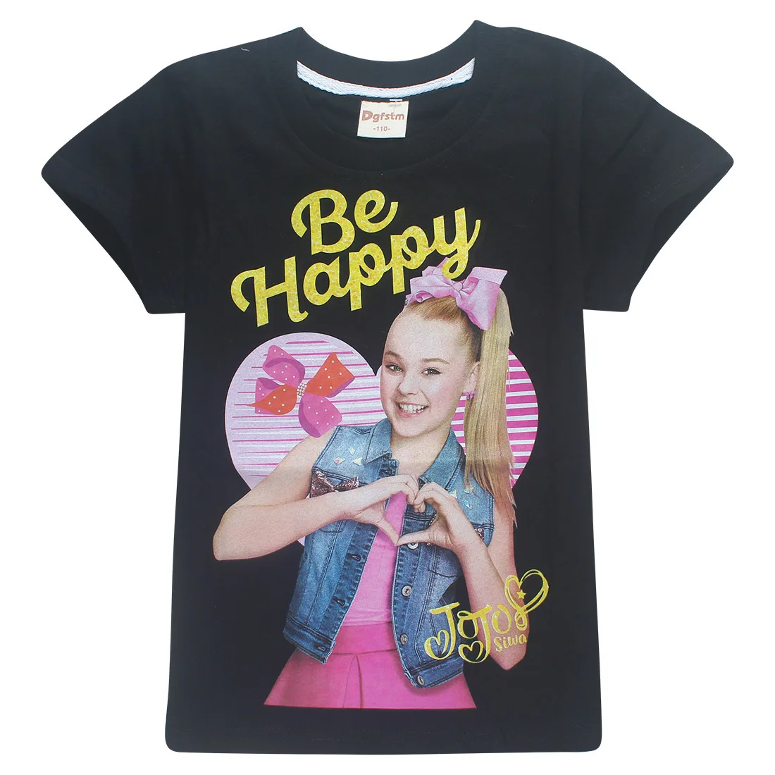 JOJO SIWA/фиолетовые хлопковые футболки для девочек; летняя футболка с короткими рукавами для детей; футболка для маленьких девочек; подростковые Топы; детская одежда - Цвет: T8357-black