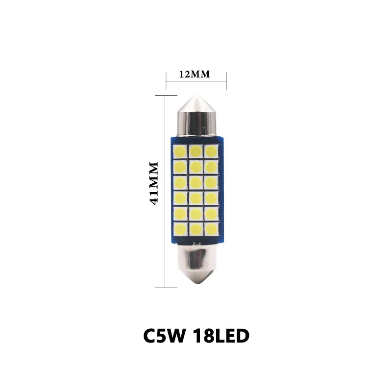 41MM 1 шт. Canbus C5W W5W T10 светодиодный 31/36/39/41 мм 3014 9/15/18 светодиодный ошибок интерьер чтение светильник габаритные лампы авто бампер плиты Lamp12V - Испускаемый цвет: 41MM