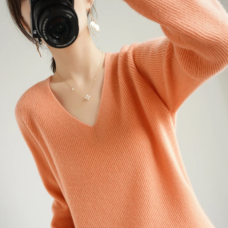High-End Autumn Winter 100% Cashmere Sweater V-