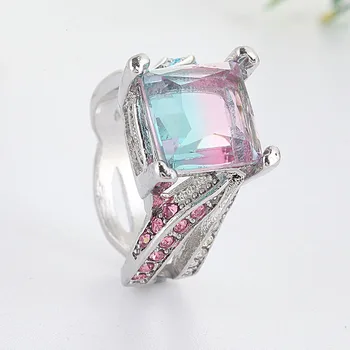 

Classic Europe Style Lady Silver Color Engagement Wedding Ring Fashion Square Cubic Zircon Ring Jewelry for Women Party Gift