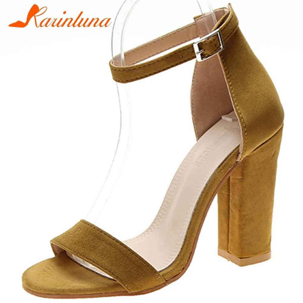 

KARINLUNA Elegant Consise Lady Party Casual Wedding Sandals Ankle Strap Cover Heel Block Heel Summer Sandals Women Shoes Woman