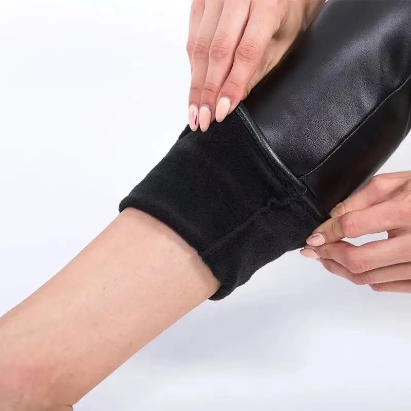 2022 Spring Faux Pu Leather Velvet Warm Seamless Leggings Push Up Women Sexy Legging Female Pants High Waist Sweatpants Clothing fabletics leggings