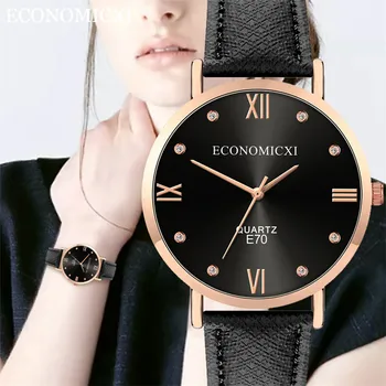 

Fashion Women Watches Leather Strap Quartz Analog Round Wrist Watch Rome Digital Analog Casual Business Female Clock Watch 2020
