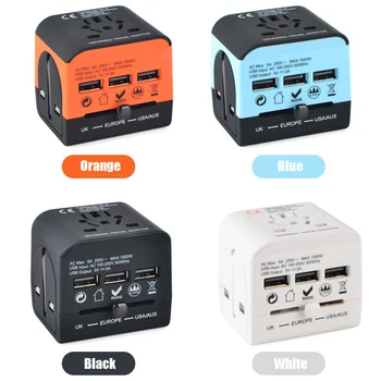 

Universal Travel Adapter International Wall Charger 1440W AC Plug Adaptor with 3 USB Interfaces for US/EU/UK/AUS
