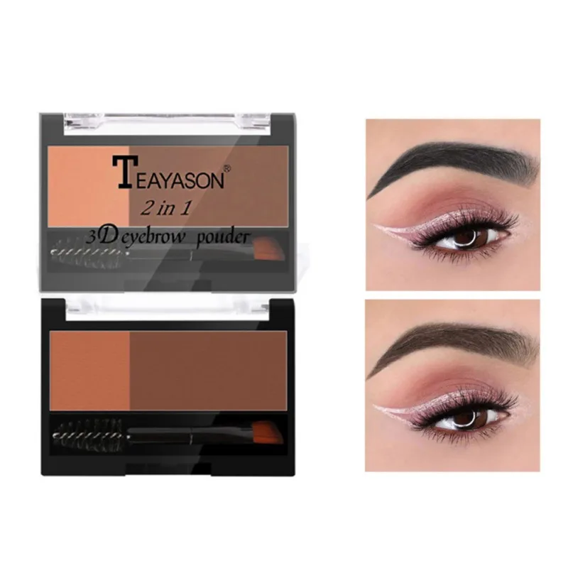 New Two-color Eyebrow Powder With Adjustable Eyebrow Stamp Eyebrow Brush Eyebrow Enhancers Powder Palette Makeup Waterproof New Two-color Eyebrow Powder With Adjustable Eyebrow Stamp Eyebrow Brush Eyebrow Enhancers Powder Palette Makeup Waterproof