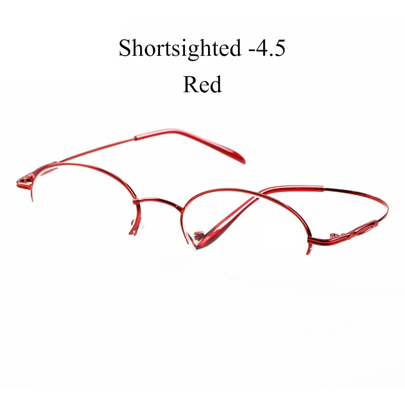 IBOODE овальные полуоправы очки для близоруких женщин и мужчин готовые близорукие очки женские мужские металлические очки для близоруких - Цвет оправы: Red Myopia 4.5