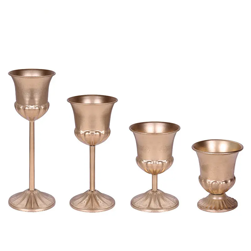 golden Goblet vase flower arrangement Wedding Flower Art Course Salon Banquet Table Iron Vase Flower