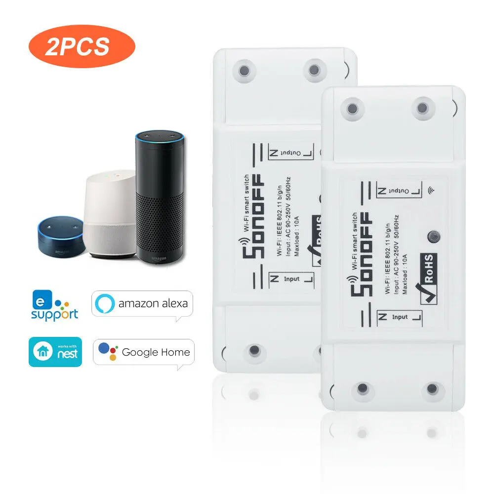 2/3/5/6/8/10 шт. Sonoff Basic умный дом переключатель Wi-Fi Беспроводной дистанционного Управление выключатель света с таймером DIY модули 10A/2200W через Ewelink - Комплект: 2 PCS