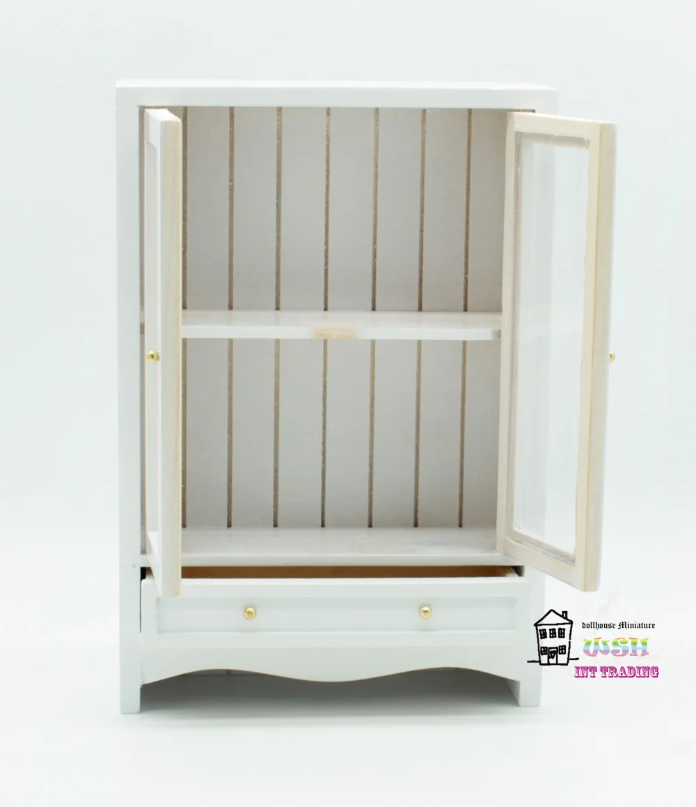 1:12 Dollhouse miniature Dolls Furniture 5.71" White European style Double door cabinet