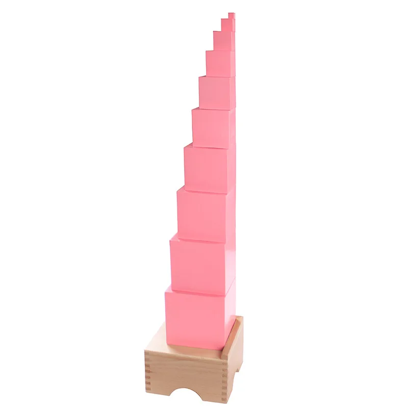 

Montessori Wooden Pile High-Stack Tower Montessori Educational Toy Pink Tower Family Professional Edition Early Education Toy