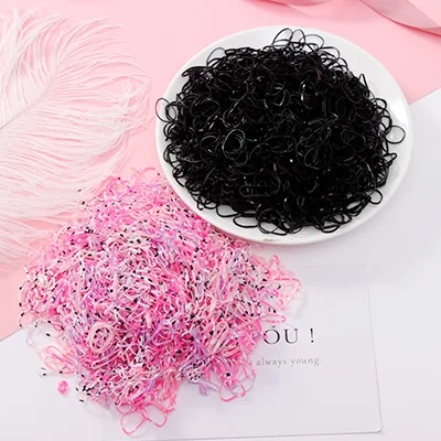 1000pcs/Pack Girls Colorful Small Disposable Rubber Bands Gum For Ponytail Hold Scrunchie Hair Bands Fashion Hair Accessories 500black500colors6