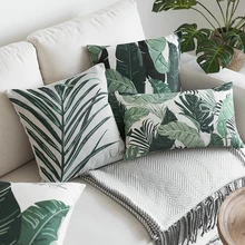 Чехол для подушки в скандинавском стиле с зелеными тропическими листьями, банановые Пальмовые Листья, домашний декоративный чехол для дивана, автомобильного кресла
