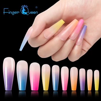 

Nail tips 20pcs Fake Nails European Rainbow Ballerina Full Nail Art Tips Colorful Beauty Artificial False Nails
