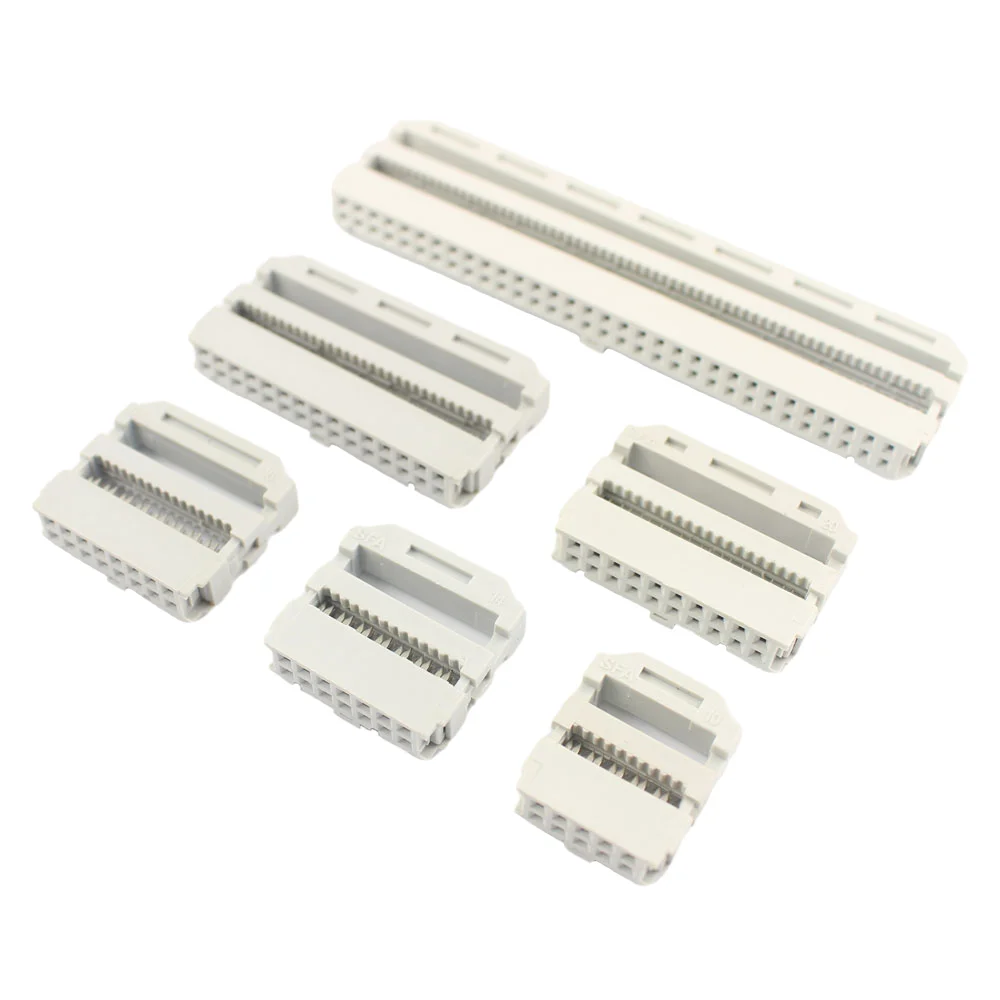 2.54mm FC 10/14/16/20/26/30/34/40/50/64 Pin IDC Female Header Socket Connector For 1.27mm Pitch Flat Cable 10P 14P 16P 20P 2