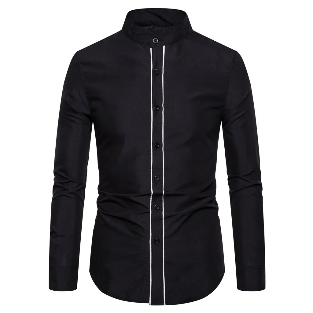 Рубашка мужская camisa masculina уличная мода с длинным рукавом Повседневная полосатая Кнопка Fit Silm Топ мужские рубашки