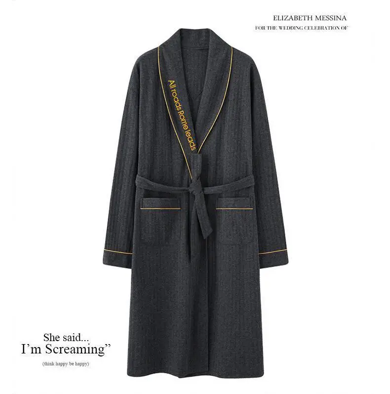 Big Size L-4XL Men Robe Spring Autumn Cotton Sleepwear Belt Long Nightgown Kimono Gown Elegant Male Bathrobe Casual Home Clothes mens cotton sleep shorts