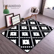 Геометрический Коврик для гостиной, большой размер 80x120 см, полиэстер, черный, белый, с принтом, детский игровой коврик, противоскользящий напольный ковер