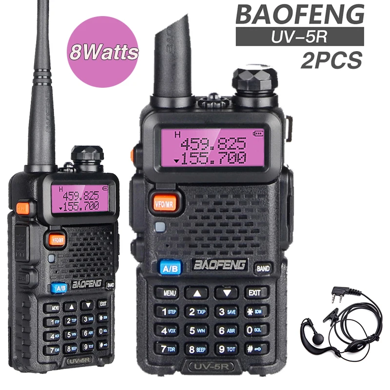 

2PCS High Power 8W Baofeng UV 5R Walkie Talkie Hunting CB Ham Radio Station 10KM FM Transceiver VHF UHF UV5RHP Two Way Radio