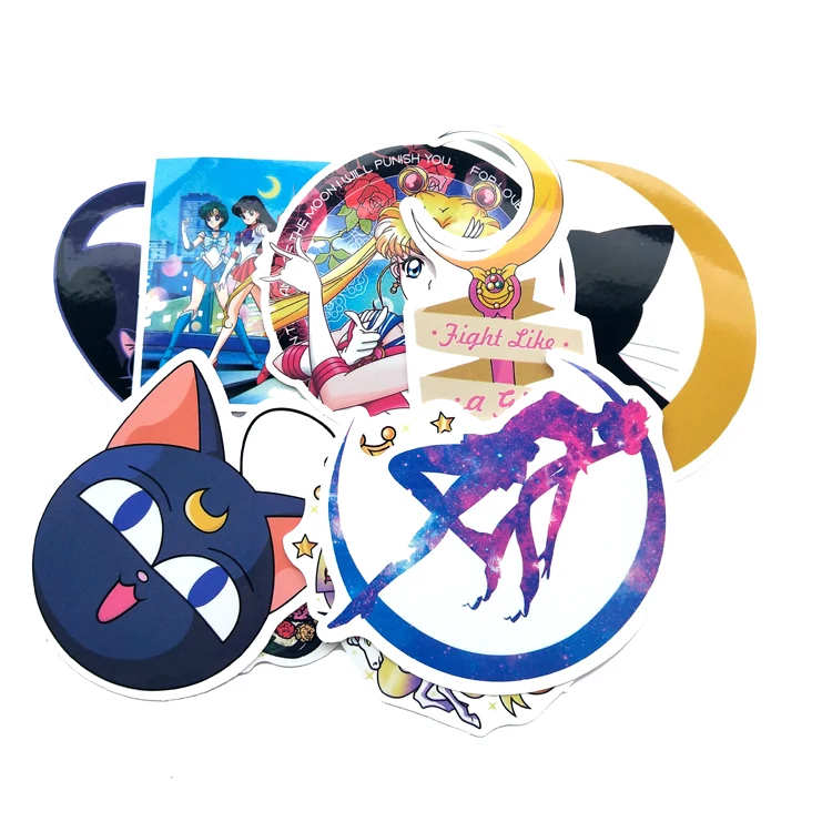

9pcsSailor Moon Suitcase Sticker Cute Cartoon Water Ice Moon Trolley Case Computer Stickers for children girl gift