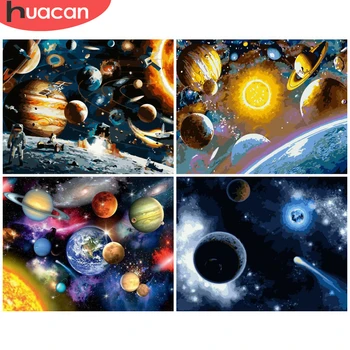 

HUACAN Painting By Number Scenery Kits Drawing Canvas HandPainted DIY Picture By Numbers Starry Sky Landscape Home Decor