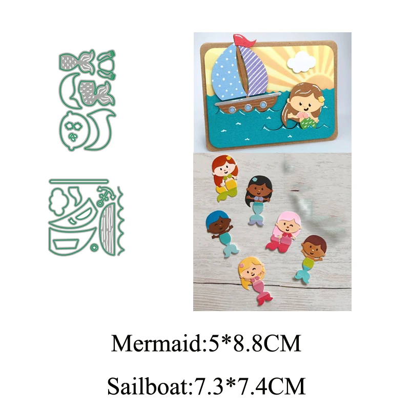 

Mermaid & sailboat 2019 NEW Metal Cutting Dies Scrapbooking for Card Making Photo Album DIY Embossing Cuts Lucky Goddess Craft