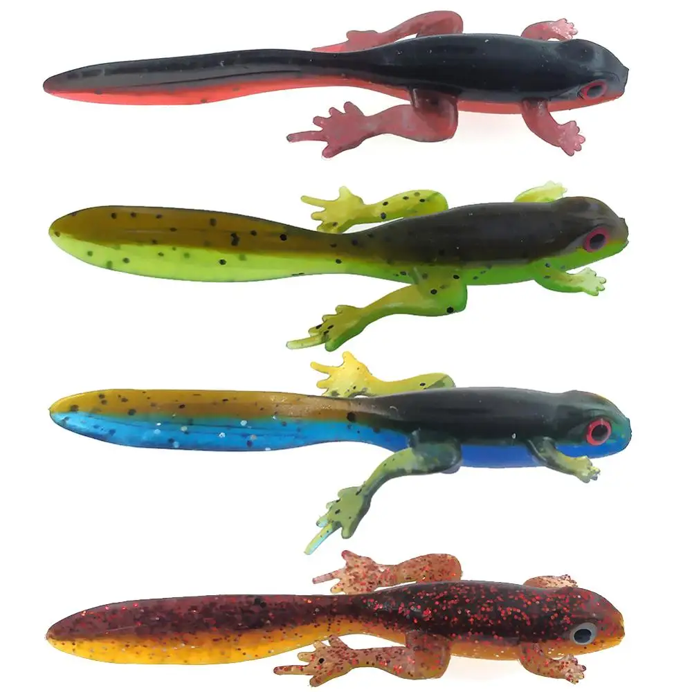 4pcs/8pcs Soft Fishing Lure Toads Tadpole Frog Lizard 8cm/3.8g Soft Bait  Lures Frog Fadpole Artificial Silicone Baits For Bass