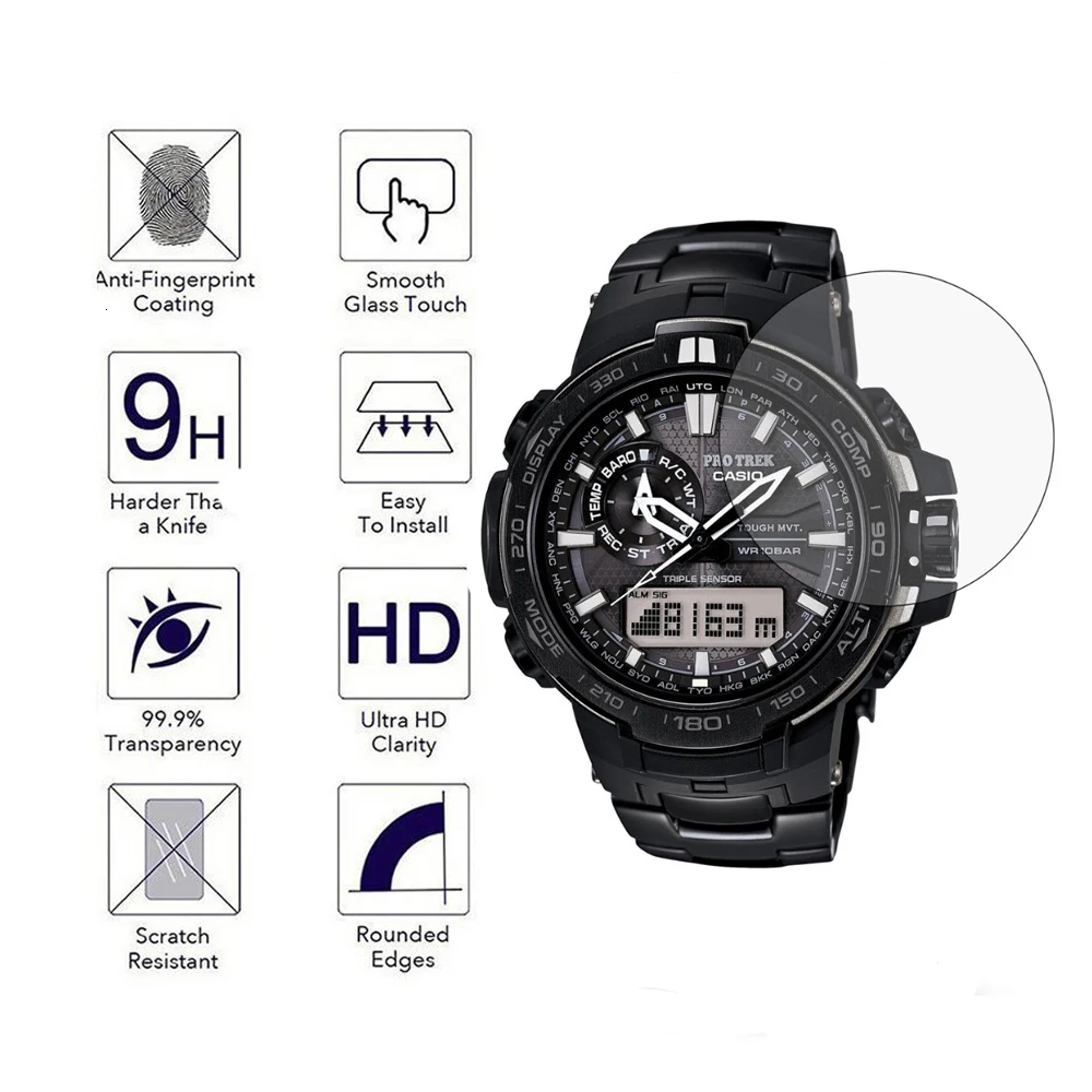 2 упаковки 0,3 мм 2.5D Премиум Закаленное стекло протектор экрана для Casio PRW-6000-1 YT 6100 Y-1A Smartwatch защитная пленка