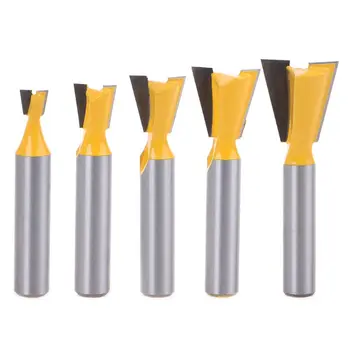 

5pcs/set 8mm Shank 14 Degree Grade Industrial Rod Dovetail Router Bit Swallow Tail Woodworking Milling Tools For Wood Cutter