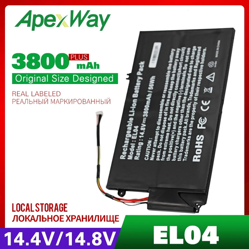 

ApexWay 14.8V battery for HP ENVY 681879-171 PR4 I5-3317U 4 4T-1000 TouchSmart 4 EL04XL 681879-1C1 ELO4XL 681879-541 EL04