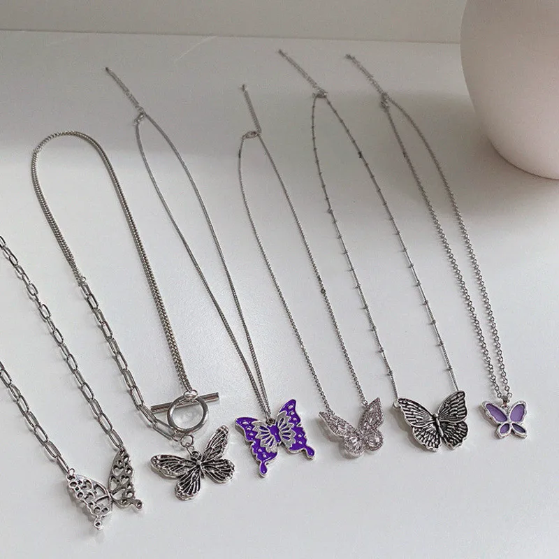 Butterfly Pendant Necklaces Aesthetic Jewelry Cosplay Harajuku Goth Clavicle Egirl-Friends
