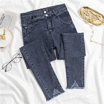 

2020 New Woman Jeans high elastic show slim spring & summer gray denim skinny pants female casual jeans