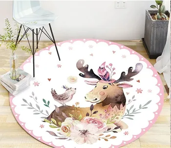 

Modern Home Decoration Carpet Round Fashion Cartoon Printing Picture Round Living Room Carpet Bedroom Floor Mat Non-slip Mat