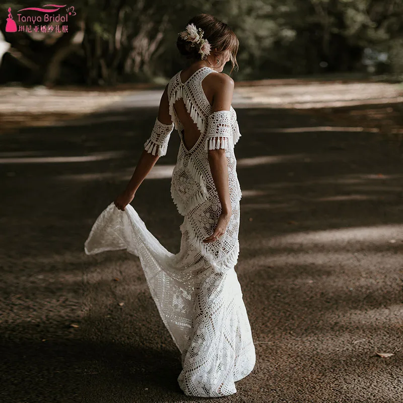 Современные Свадебные платья с кисточками в богемном стиле,, Vestido De Noivas Ruede Chic ZW222