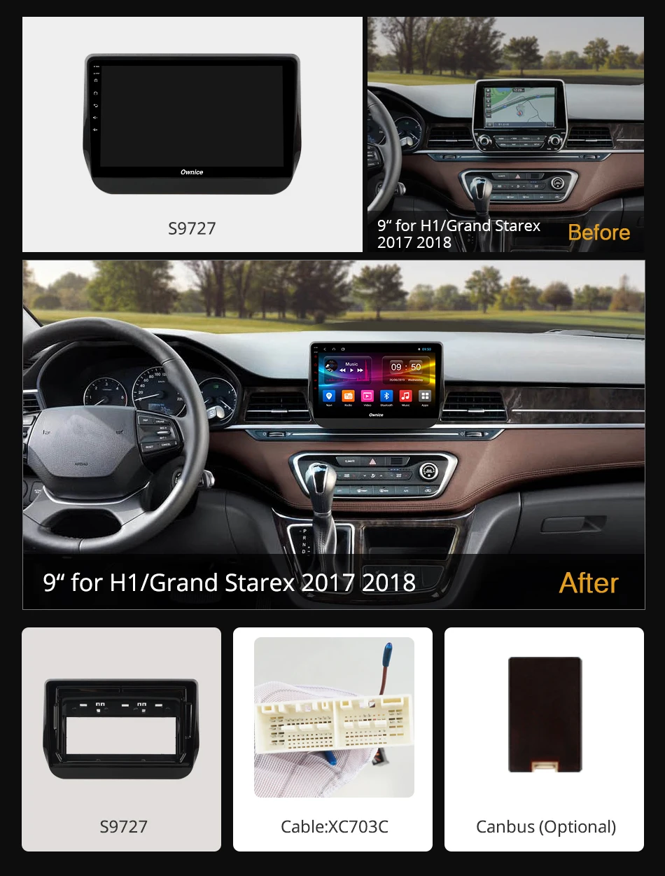 Ownice K3 K5 K6 9 &quotАвтомобильный dvd плеер GPS навигационная система для Hyundai H1 Grand Starex 2017
