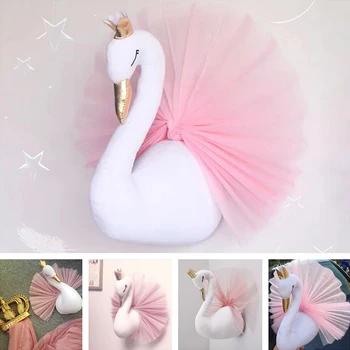

3D Swan Wall Hanging Girl Bedroom Decoration Swan Doll Stuffed Toys Wall Art Decor Wedding Birthday Party Supplies