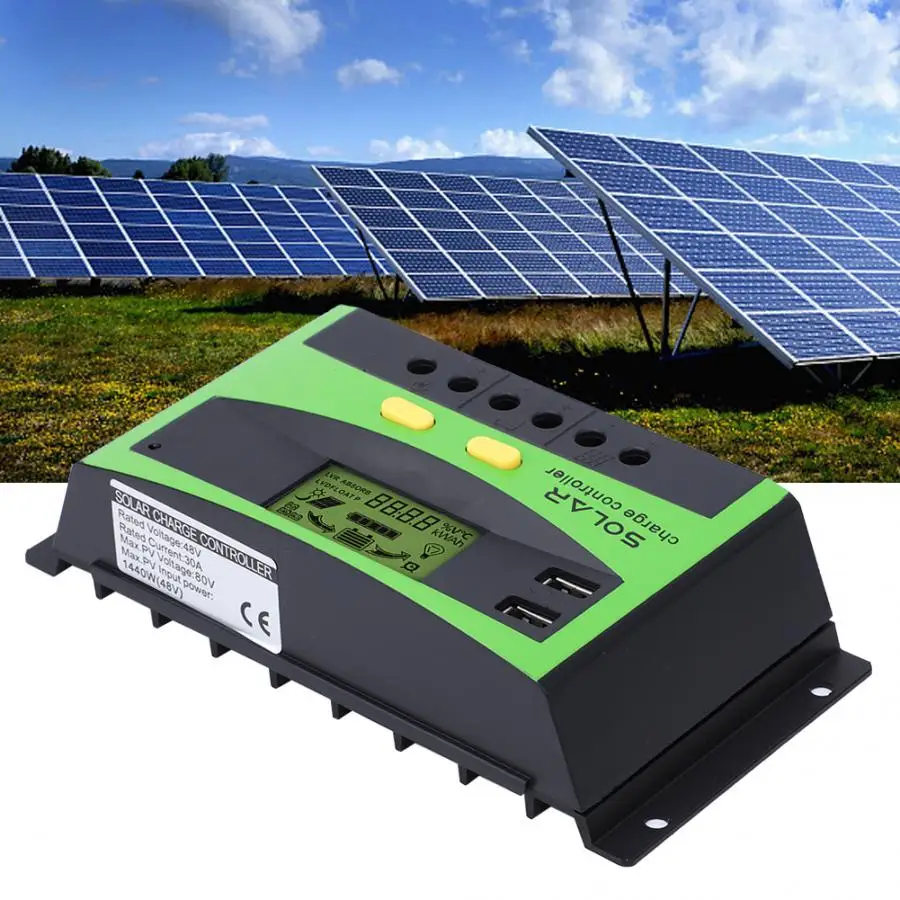 28-10AWG 30A 48V солнечный регулятор заряда IP32 водонепроницаемый PWM солнечный Chatging контроллер защита от избыточной зарядки