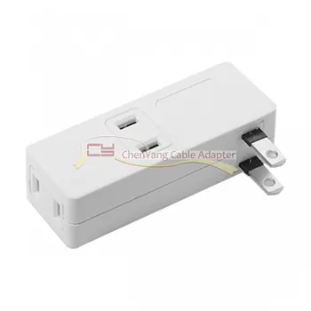 

90 Degree 1 to 4 NEMA 1-15P USA Outlet Saver Power Extension Adapter Left Right Angled