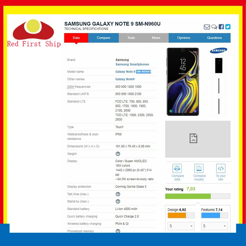 Замена для samsung Galaxy Note 9 стеклянная панель N960 N960F N960D N960DS Сенсорная панель передняя внешняя линза Note 9 ЖК-стекло