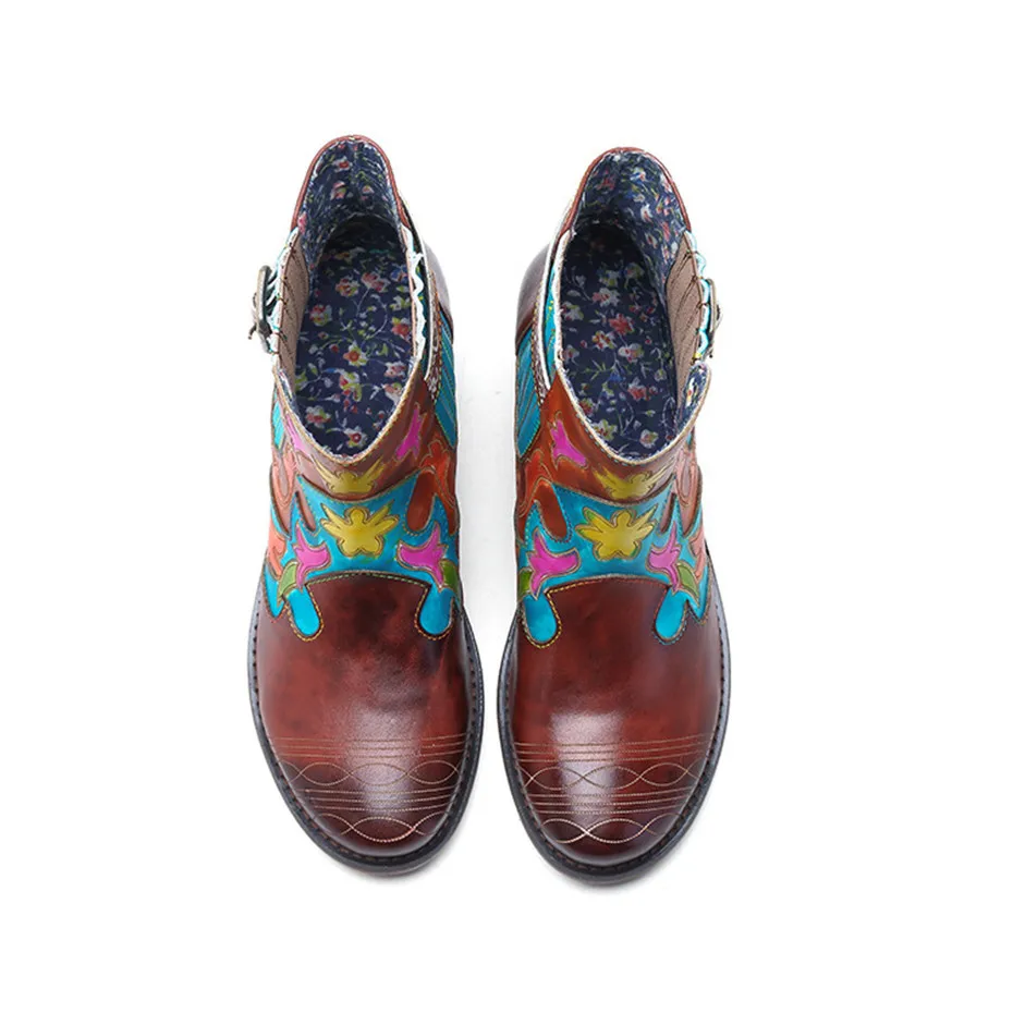 Fashion Women Chelsea Boots Genuine Leather Shoes Woman Bohemian Vintage Slip-on Ankle Boot For Women Casual Spring Winter Shoes (6)